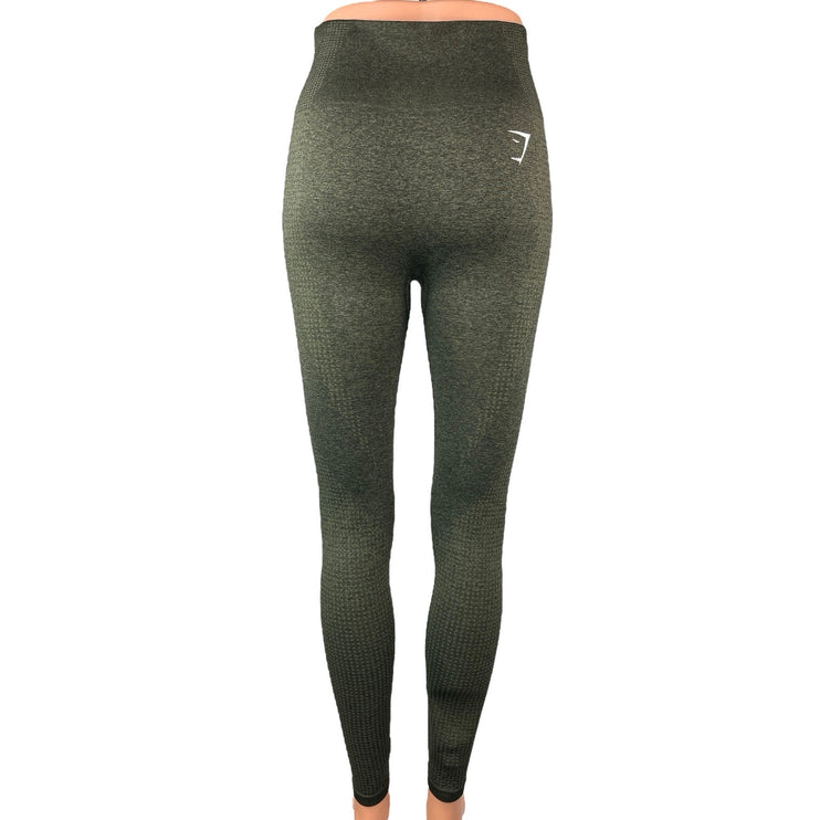 Gymshark Vital Seamless Gray Green Mid Rise Yoga Gym Ankle Leggings Pants Size S