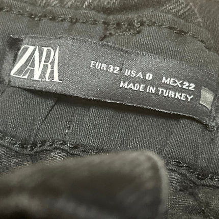 Zara Womens Black High Waisted Tapered Barrel Casual Cropped Denim Jeans Size 0