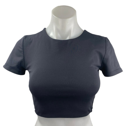 Aritzia Babaton Gray Short Sleeve Crew Neck Sculpt T Shirt Tee Crop Top Size S