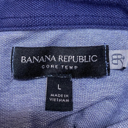 Banana Republic Men's Blue Short Sleeve Core Temp Knit Polo Shirt Top Size L