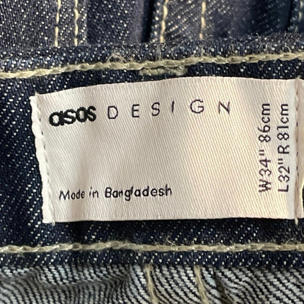 ASOS Women's Blue High Rise Wide Leg Baggy Loose Relaxed Denim Jeans Size 34