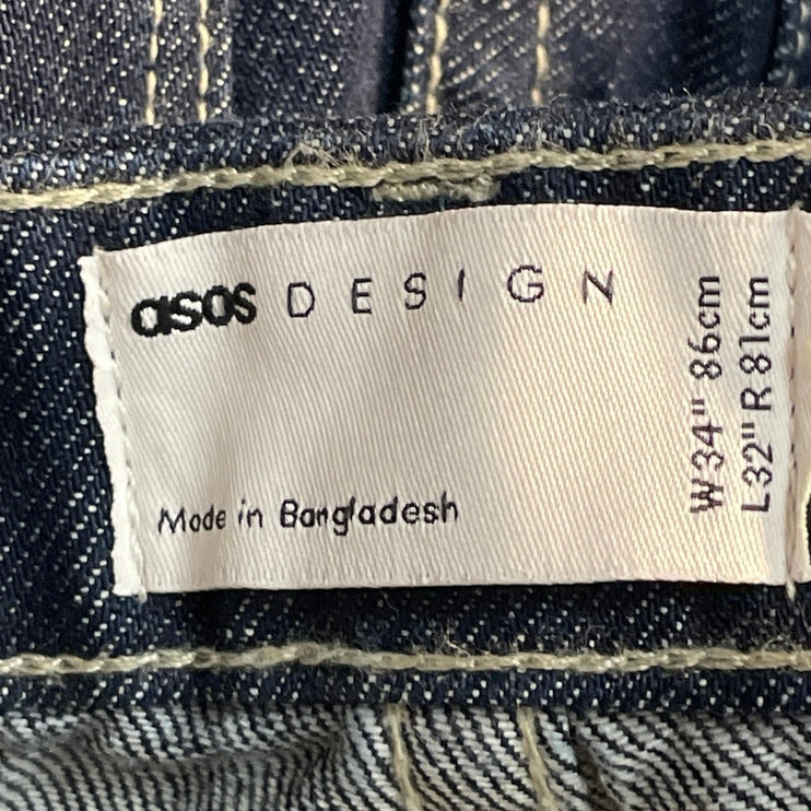 ASOS Women's Blue High Rise Wide Leg Baggy Loose Relaxed Denim Jeans Size 34