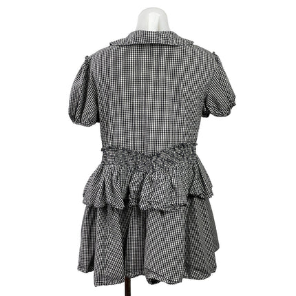 Urban Outfitters Claire Black Gingham Check Short Sleeve Babydoll Mini Dress M