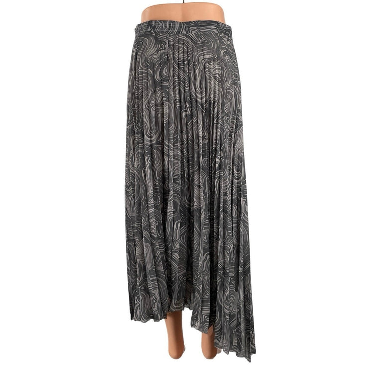 & Other Stories Abstract Plisse Pleated Asymmetric Midi Flare A-Line Skirt Sz 6