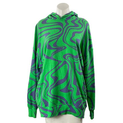 Zara Green Purple Long Sleeves Abstract Print Hoodie Hooded Sweatshirt Sweater M