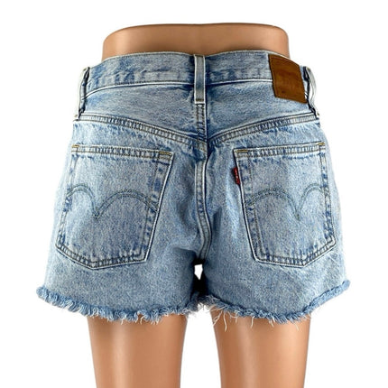 Levi's Women's Blue Distressed High Waisted Cut Off Denim Jean Shorts Size 27