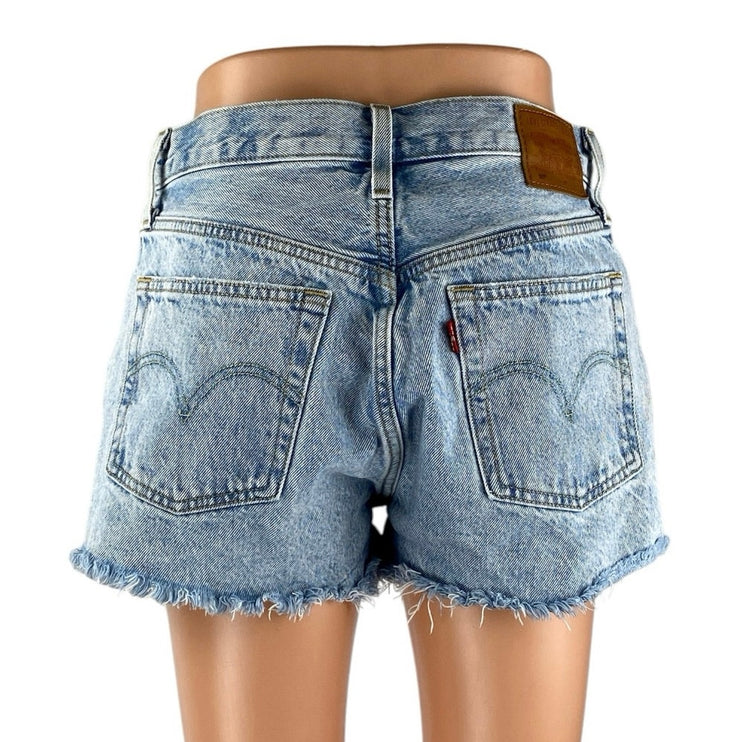 Levi's Women's Blue Distressed High Waisted Cut Off Denim Jean Shorts Size 27