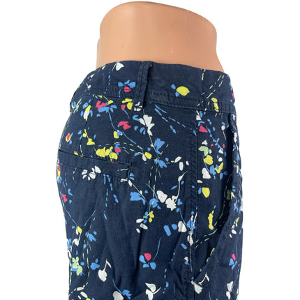 Banana Republic Women's Navy Blue Floral Mid Rise Boyfriend Mini Shorts Size 2