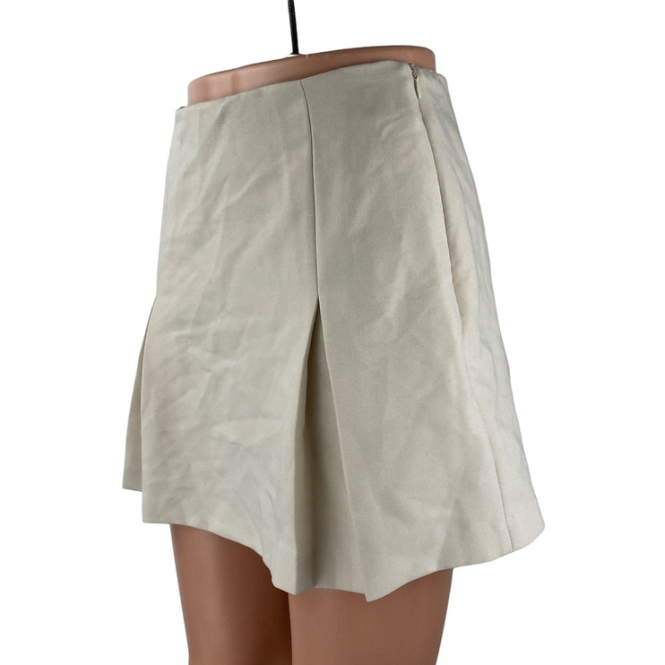 Elodie Beige Pleated High Rise Sports Golf Mini Flare A-Line Skort Skirt Size XS