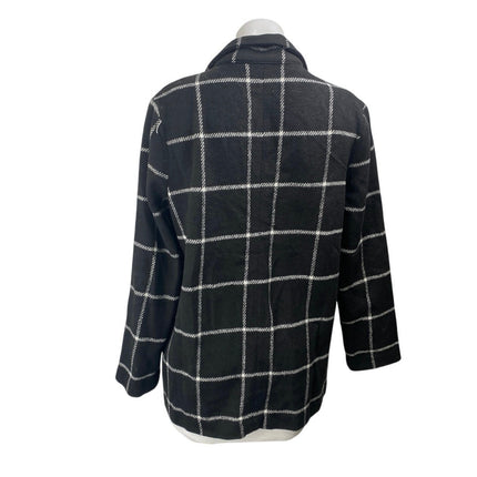 HAVE Women's Black Wool Checkered Plaid Notch Collar Blazer Coat Jacket Size M