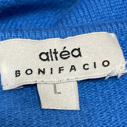 Altea Bonifacio 100% Cashmere Womens Blue Long Sleeves Knit V-neck Sweater Top L