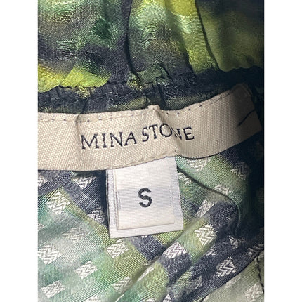 Mina Stone Green Abstract Print High Rise Knee Length Straight Pencil Skirt Sz S