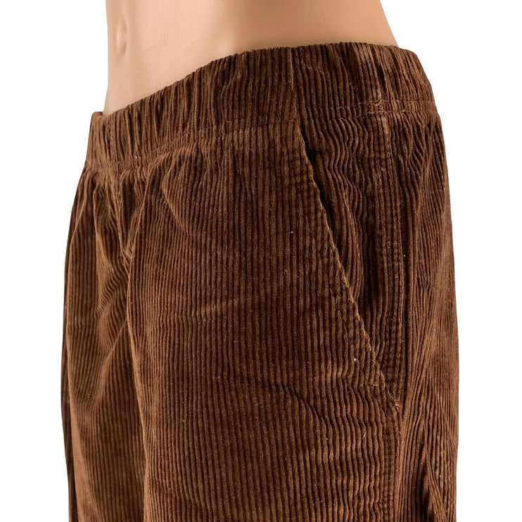 Aritzia TNA Women's Brown Corduroy Pull On High Rise Wide Leg Trousers Pants S