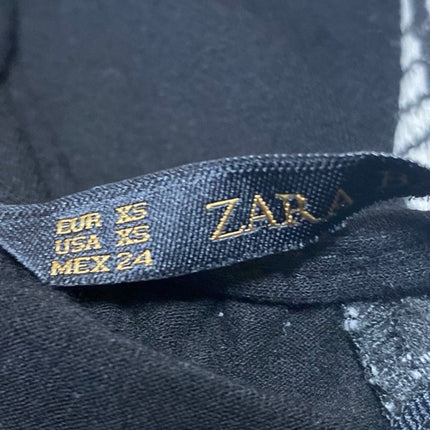 Zara Women's White Black Short Sleeve Abstract A Line Mini Skater Dress Size XS