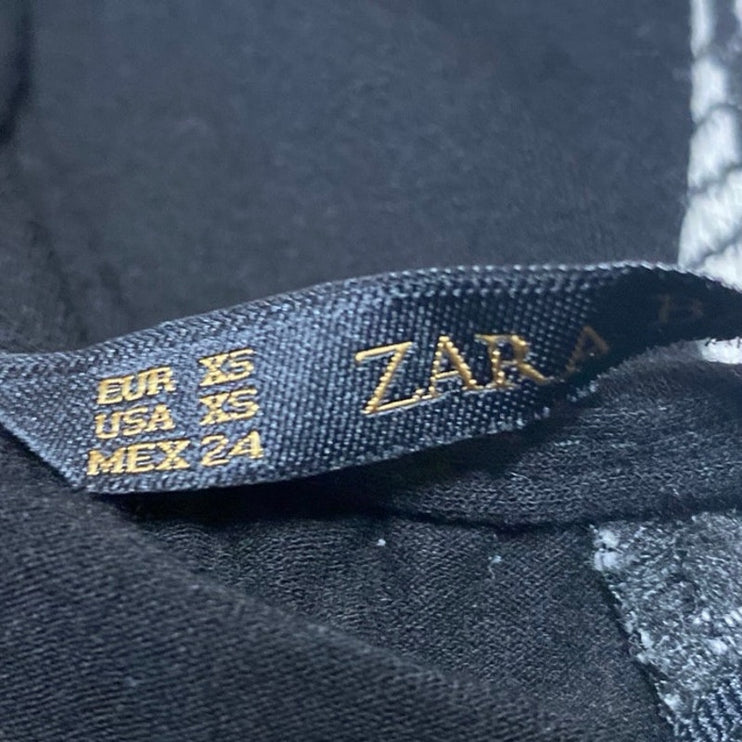 Zara Women's White Black Short Sleeve Abstract A Line Mini Skater Dress Size XS