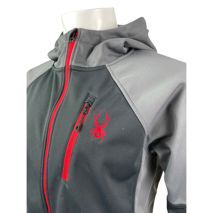 Spyder Mendoza Softshell Men's Black Colorblock Hooded Fleece Full Zip Jacket S