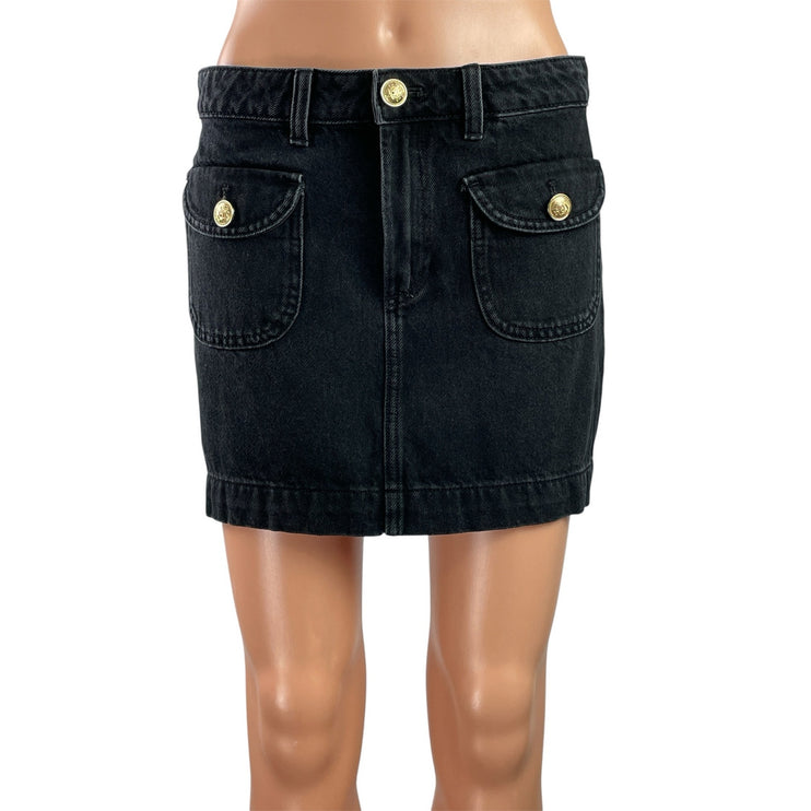 Divided by H&M Womens Black High Waisted Button Front Denim Jeans Skirt Size 4