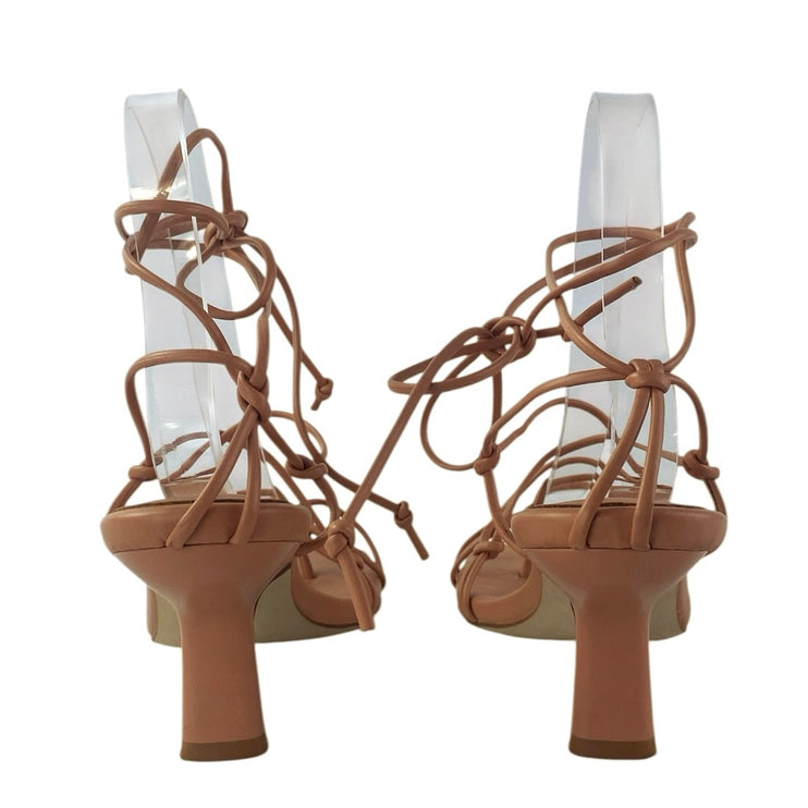 Jeffrey Campbell Vipera Women's Brown Strappy Leather Square Toe Heels Sandals 6