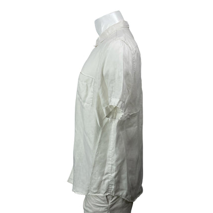 Everlane Mens White Short Sleeves Collared Pocket Casual Button Down Shirt Top L