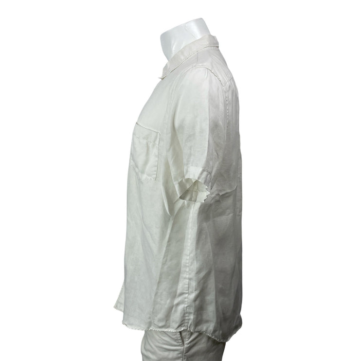 Everlane Mens White Short Sleeves Collared Pocket Casual Button Down Shirt Top L