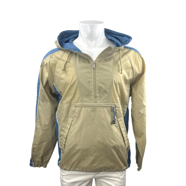 Vintage Gap Mens Khaki Blue Colorblock Hoodie Hooded Anorak Windbreaker Jacket S