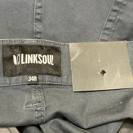 Linksoul Men's Navy Blue Straight Leg Mid Rise Career Trousers Pants Size 34R