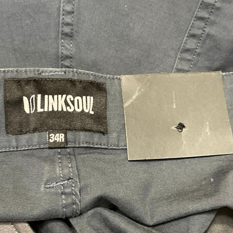 Linksoul Men's Navy Blue Straight Leg Mid Rise Career Trousers Pants Size 34R