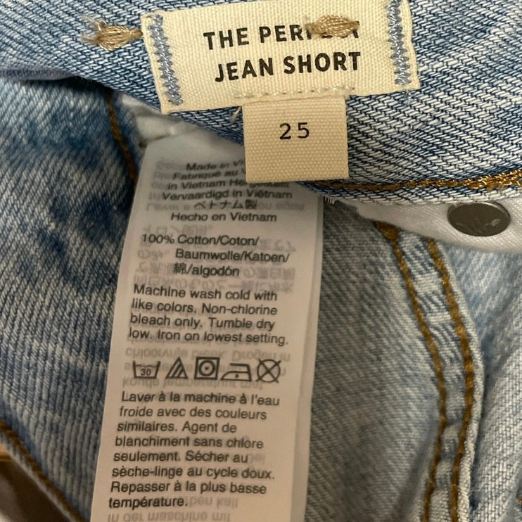 NEW Madewell Women's Blue High Rise Raw Hem Cut Off Denim Jean Shorts Size 25
