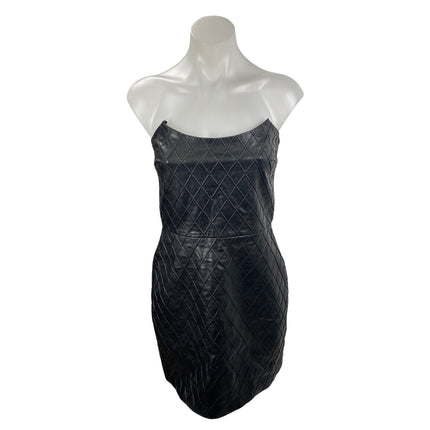 Amanda Uprichard Keisha Black Faux Leather Argyle Strapless Mini Bodycon Dress S