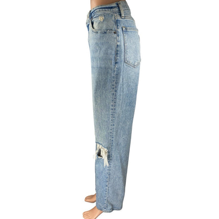 Abercrombie & Fitch The 90s Ultra High Rise Blue Distressed Denim Jeans Size 29