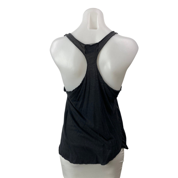ALLSAINTS Women's Black Sleeveless Graphic Print Racerback Scoop Tank Top Sz 4