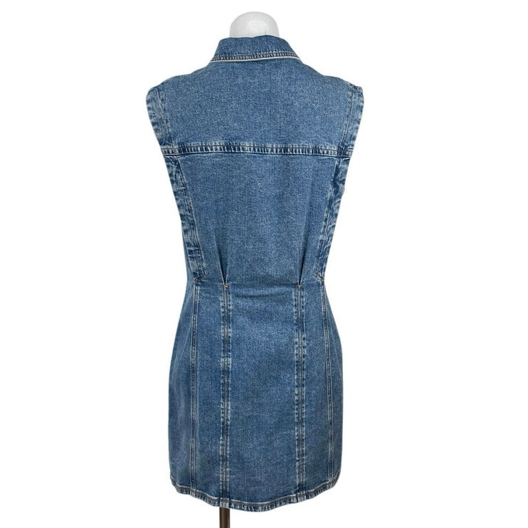Abercrombie & Fitch Blue Sleeveless Button Up Denim Jean Mini Shirt Dress Size M