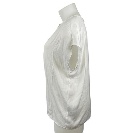Banana Republic Women's White V Neck Short Sleeve Shirt Blouse Top Size XL