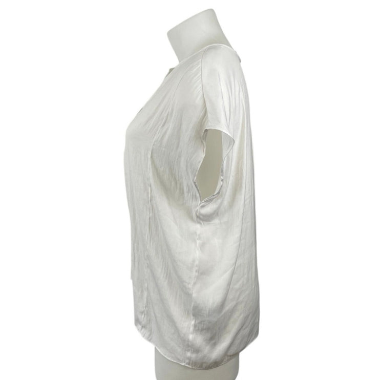 Banana Republic Women's White V Neck Short Sleeve Shirt Blouse Top Size XL