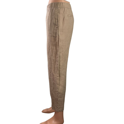 Zara Womens Brown tan Elastic High Waist Straight Tapered Trousers Pants Size XS