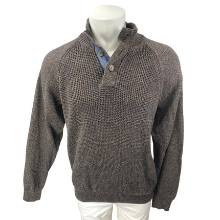 Vintage Weatherproof Men's Gray Long Sleeve Waffle Knit Henley Sweater Top XL