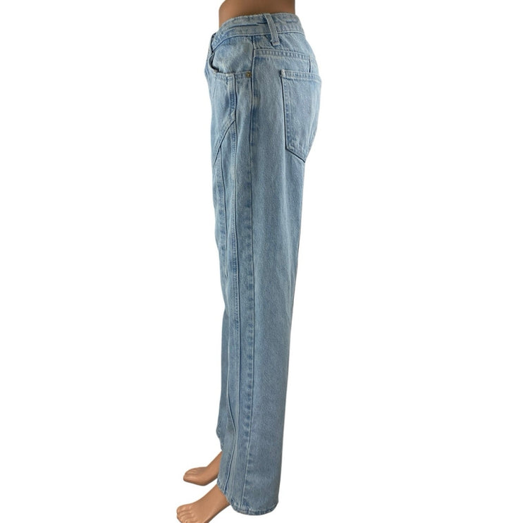 Zara Women's Blue Seamed Paneled High Waisted Straight Denim Jeans Pants Size 6