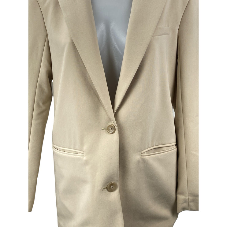 Abercrombie & Fitch Beige Long Sleeve Notch Collar Button Blazer Coat Jacket M