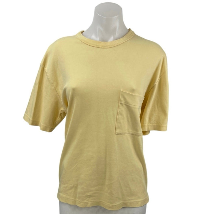 Zara Women's Yellow Short Sleeve Relaxed Crew Neck Pocket T Shirt Tee Top Size M