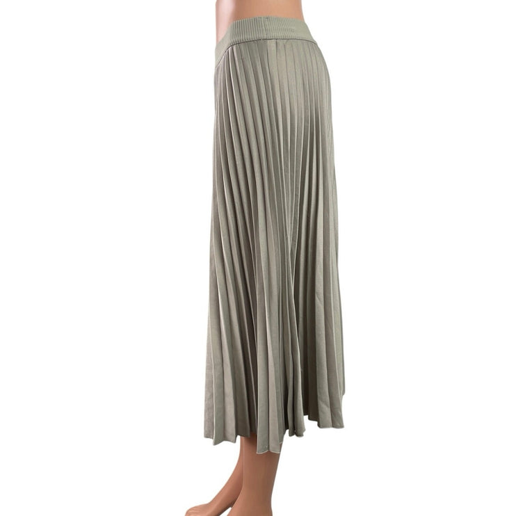 H&M Womens Gray Silver Pull On Mid Waist Pleated Plisse A Line Midi Skirt Size L