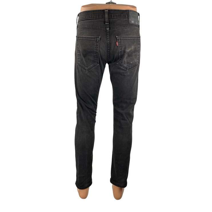 Levi's Men's Black Washed Slim Fit Tapered Leg Casual Y2K Denim Jeans Size 32