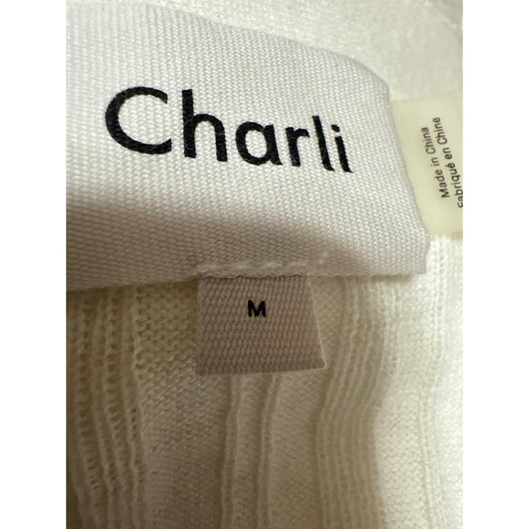 Charli Women's White Linen Rib Knit Long Sleeve Belted Pocket Maxi Robe Size M