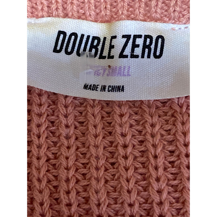 Double Zero Coral Ribbed Knit Sleeveless Button Up Vest Cardigan Sweater Top S