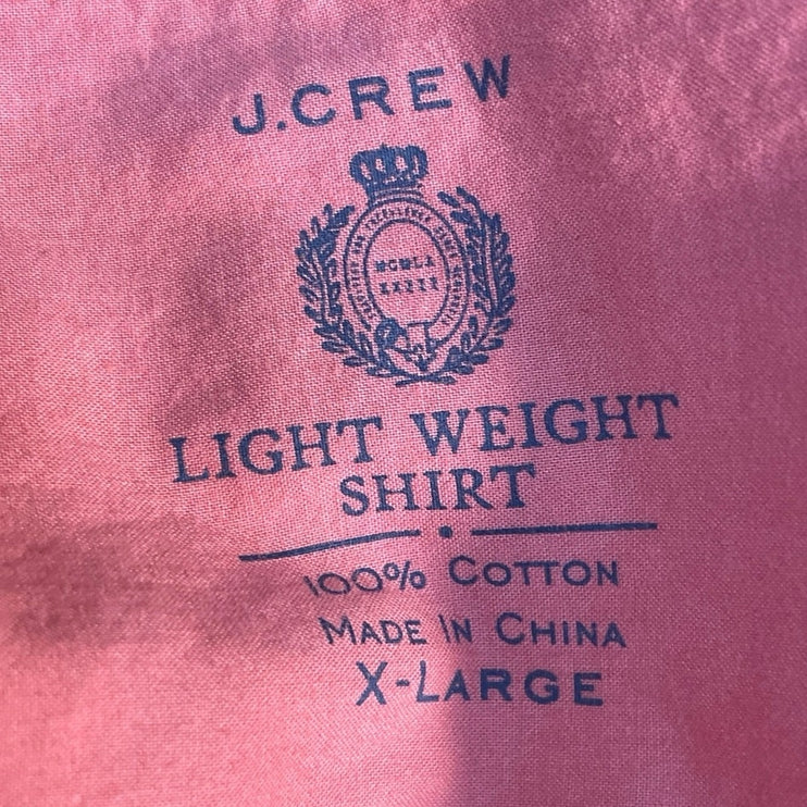 J.Crew Men's Pink Lightweight Long Sleeve Pocket Button Down Shirt Top Size XL