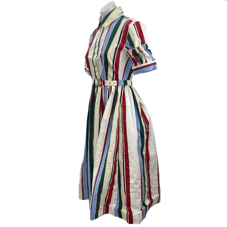 MSRP $1,290 La DoubleJ Libertine Striped Jacquard Midi A-Line Shirt Dress Sz XS