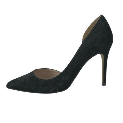MNG Mango Audrey Black Pointed Toe Stiletto Heels Half D'Orsay Pumps Shoes Sz 36