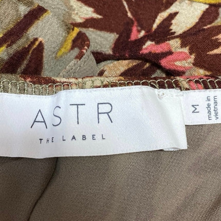 ASTR The Label Beige Floral One Shoulder Ruffle Tropical A Line Mini Dress Sz M