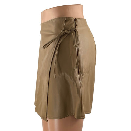 NEW Abercrombie & Fitch Tan Khaki High Waisted Wrap Skirt Skort Shorts Size S