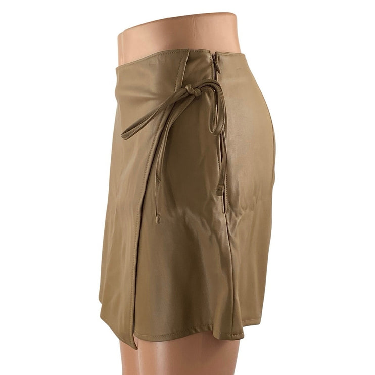 NEW Abercrombie & Fitch Tan Khaki High Waisted Wrap Skirt Skort Shorts Size S