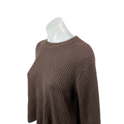 Cotton Candy LA Women's Brown Ribbed Knit Long Sleeve Crew Neck Sweater Top M